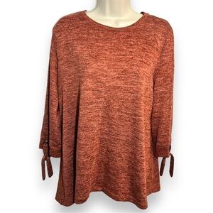 N Touch Women’s 3/4 Tie Sleeve Sweater Rust Size Medium